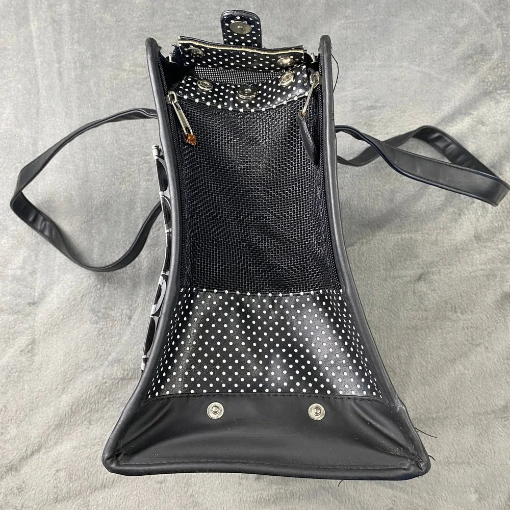 Black White Geometric Circles Polka‎ Dot Tote Bag Pet Carrier